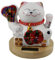 Freak Scene Glückskatze Keramik 10cm weiß Bambussockel Solar Maneki-Neko Winkekatze Lucky cat Modell 09