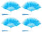 PATIKIL Embroidered Flower Marabou Feather Fan, 4 Pack 1920s Vintage Folding Handheld Fan Chinese Flapper Hand Fan for Costume Party Dancing Wedding Show Tea Decoration, Sky Blue