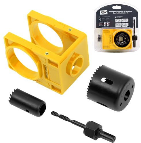 RKK Door Lock Installation Kit Deadbolt Hole Saw Kit Door Knob Hole Saw Kit Deadbolt Installation Kit (Yellow)