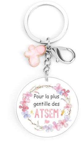 Hroanc Cadeau Atsem Maternelle Acrylique Porte Clef Cadeau Atsem D'école Merci Maitresse Maitre Nounou Professeur Prof Maîtresse Cdeaux Anniversaire Retraite Noel Nouvel an Fin D'année Remerciement