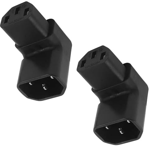 MejaRizon 2 Pack 90 Degrees Down, IEC 320 C14 to C13, Angled IEC Power Adapter, 3 Pin 250V 10A Angled Power Cable, C13 to C14 Plug for PDU, UPS, Computers and HDTV