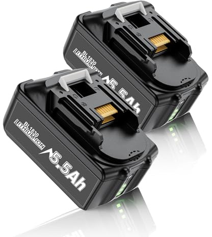2 X 5500mAh für Makita Akku 18V, Ersatzakku für Makita 18V LXT Akkuwerkzeug | Verbesserter Li-ion Akku für Makita 18 Vlot, Kompatibel mit BL1850 BL1850B BL1840 BL1840B BL1830 BL1830B (mit LED Indikator)