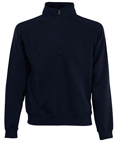 Fruit of the Loom Men's Zip Neck Sweat Sweatshirt, Blue (Deep Navy 202), Medium