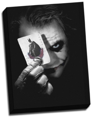 Batman Joker Canvas Card Heath Ledger Canvas Art Print Framed Picture Large 24x18 Inches by Panther Print