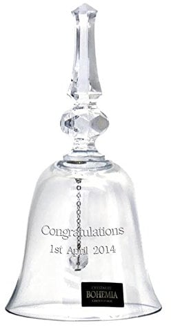 Personalised Stylish Bohemia Crystalite Fine Cut Crystal Glass Bell, Engraved - Enter Your Own Custom Text
