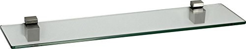 ib style® Glasregal 8mm | inkl. Clip BAGI Edelstahloptik |6 Größen|3 Dekore| Klar | 90x15cm