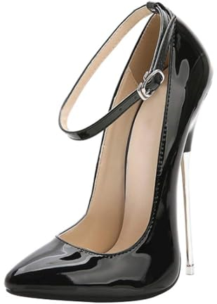 Yudesun Women's Stiletto Court Shoes - Ladies Pumps Elegant Pointed Toe Stiletto High Heel 16cm Slip-On Sexy Party Fashion Dress Shoes, Black, 6.5 UK