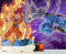 Oedim Tapete Dragon Ball Super Goku vs Beerus Offizielle Lizenzprodukt | Modernes Wandtattoo in Blau | 100 x 70 cm