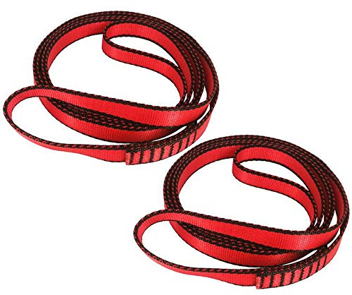 FOSER 18mm Nylon Kletterschlinge Runner, 23KN Nylon Seil, zum Klettern, Bergsteigen, Wandern, Downhill, Notfallausrüstung (Red(2pcs), 120cm/48in)
