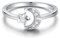 Opal Ring 925 Sterling Silber Mond Stern Verstellbare Ringe für Damen Zirkonia Cresent Moon Offener Ring Schmuck Geschenk für Mama Großmutter Freundin