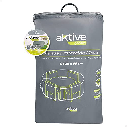 AKTIVE Funda Impermeable Protectora para Mesa Redonda, Multicolor, 120 x 60 cm