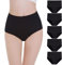 Falechay Unterhosen Damen Slips Damen Unterwäsche Frauen Baumwolle Pantys High Waist Taillenslip 5er Pack,Schwarz02,L