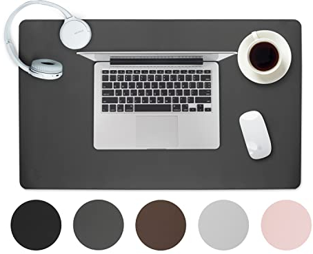 Sidorenko Schreibtischunterlage Mousepad 60x35cm - Büro Zubehör Desk Mat in Grau aus PULeder, rutschfeste Schreibtischunterlage Kinder, Schreibtisch Deko, Schreibtisch Unterlage und Tischunterlage