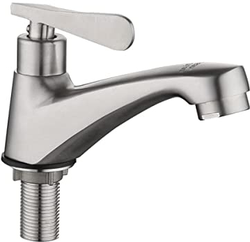 Edelstahl Badezimmer Waschtischarmatur Einhandwaschbecken Deckmontage Kaltwasserhahn für Badezimmer, Klauenfußwanne und Garten im Freien