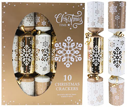 Toyland® 10 Deluxe Gold und Creme – Hüte, Mottos, Druckknöpfe und originelle Geschenke inklusive – Tischdekoration