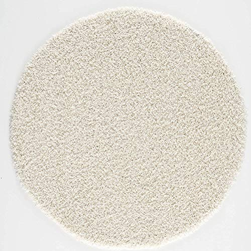 Muratap Teppich Wohnzimmer Modern - Loca Shaggy - Hochflor Teppich Weich und Warm Schmutzabweisend und Pflegeleicht Wohnzimmerteppich - Große: 120 cm - Rund - Farbe: Creme