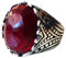 Roter Rubin facettierter ovaler Edelsteinring, massives 925er Sterlingsilber, Siegel-Statement, Hochzeitsversprechen, Vorschlagsring, Herrengeschenke, einzigartige Juli-Geburtssteingeschenke (Rubin)