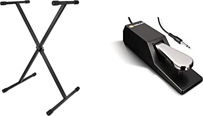 TIGER KYS77-BK Keyboardständer & M-Audio SP-2 - Universal Sustain Pedal mit Piano Style Action, das ideale Zubehör für MIDI-Keyboards, digitale Klaviere, elektronische Keyboards und mehr