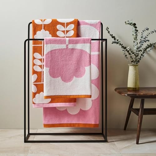 Orla Kiely Cut Stem Badetuch Tulpe Pink & Paprika 100% Baumwolle (Badetuch, 70 x 125 cm)