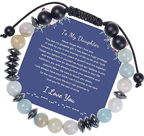 JSNOM Armband Geschenk für Damen Geburtstag: Weihnachten Inspiration Armbänder Morse Code Schmuck mit Geschenkbox und Papier für Tochter Schwester Enkel Mutter (Daughter)