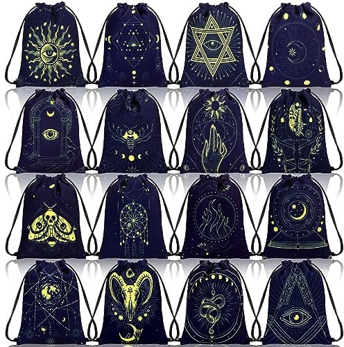 Paterr 16 Pcs Tarot Card Bag Velvet Storage Bag 7.1 x 5.9 in, Classic Style