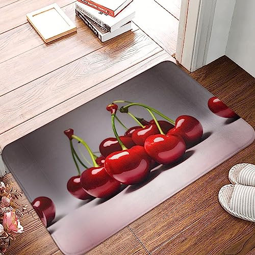 STejar Zerbino con retro in gomma antiscivolo, motivo ciliegie cilene, assorbente e antimacchia, tappetino per porta d'ingresso, 40 x 60 cm