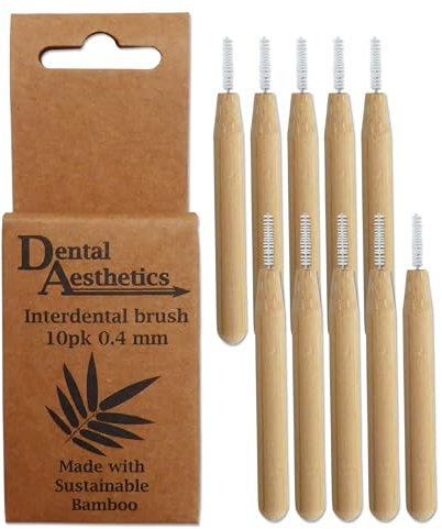 Brosses interdentaires en bambou ~ Manche en bambou, respectueux de l'environnement, lot de 10 (0,4 mm)