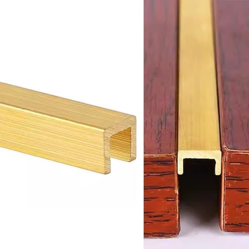Brushed Brass Transition Strip for Laminate Flooring/Tile, Extra Narrow Doorway Gap Covers Threshold Strip, Heavy Duty Seam Binder Edging Trim Strip (Color : W 8mm(0.3) x H 7mm(0.28))