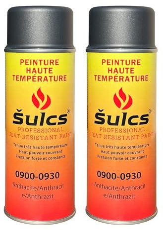 Peinture Professionnelle Haute Température 900° - Aérosol 400ml - Gris Anthracite - Ref. 0930 - Haut Pouvoir Couvrant Barbecue Braséro Four Poêle à bois Thermique Cheminée Auto Moto ŠULCS BBQ® (2)