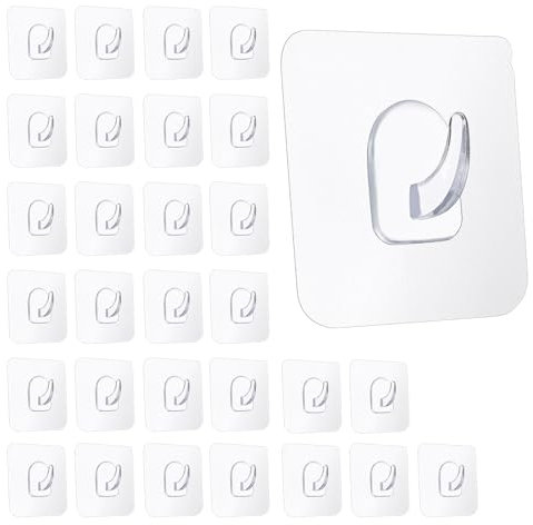 Gjinxi 30 Stück Magische Haken Transparent Selbstklebende Haken Wandhaken Adhesive Hooks Schlüsselhaken Handtuchhaken Nahtloser Klebehaken Ohne Bohren Mehrzweckhaken Küchenhaken für Küche Bad Toilette