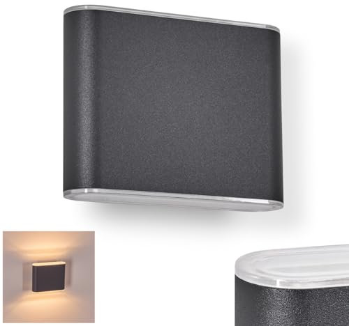HOFSTEIN LED Außenwandleuchte Paranhas, Außenwandlampe aus Metall/Kunststoff in Anthrazit/Weiß, Wandleuchte im modernen Design für Garten, Außenfassade, Terrasse, 6 Watt, 420 Lumen, 3000 Kelvin, IP65