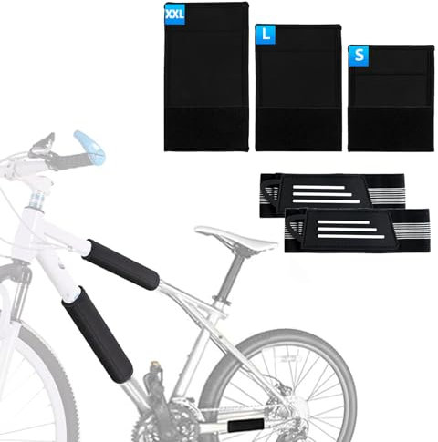 YFPOPONE 5 Stück Rahmenschutz Fahrrad Set, Schutzfolie Fahrradrahmen In 3 Größen, Fahrrad Transportschutz Set Mit 2 Radgurte, Carbon Rahmenschutz Fahrradträger Für Gegen Kratzer