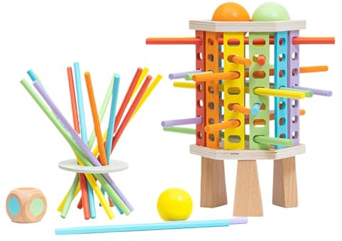 Generisch Wooden Tower Ball Toss Game Educational Toy Develop Cognitive Abilities Early Education Game for Girls Puzzle to Build Chopsticks in End
