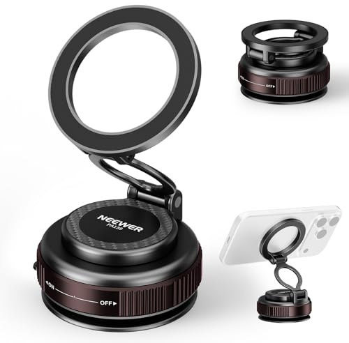 NEEWER Soporte de Ventosa al vacío, Soporte magnético Ajustable de 360° para teléfono Celular, Compatible con MagSafe iPhone, liberación rápida para tu Coche, salpicadero, Parabrisas, Gimnasio