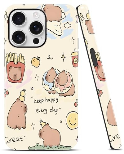 Stradvnaly Cartoon Funda para iPhone 11 6.1'', Cárcasa con Lindo Capybara Patrón Diseño Cute Carcasa Suave Silicona TPU+PC Mujeres Protector de Cámara Carcasa