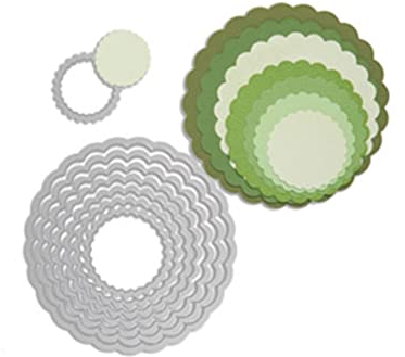 Sizzix 18737552 Framelits Stanzen Circles Scallop, Andere, Silber, 10.8 x 10.8 cm - 3.18 x 3.18 cm, 8 Stück