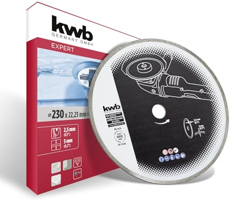 kwb AGGRESSO-FLEX® White-Line Diamanttrennscheibe ø 230 mm mit geschlossenem Turborand, hohe Lebensdauer, gesintert, mit 22,23 mm Bohrung