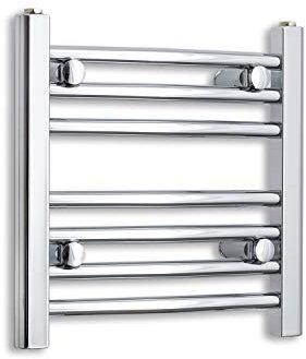 companyblue 500mm Wide Chrome Heated Towel Rail Radiator Flat Ladder for Stylish Bathroom (500 x 400 mm)