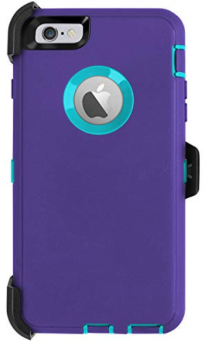 AICase iPhone 6 Plus Case,iPhone 6S Plus Case,[Heavy Duty] [Full Body] Built-in Screen Protector Tough 4 in 1 Rugged Shockproof Cover for Apple iPhone 6 Plus / 6S Plus (Purple/Blue with Belt Clip)