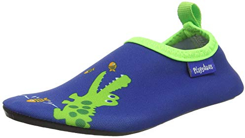 Playshoes Jungen Unisex Kinder Barfuß Aqua-Schuhe Krokodil, Marine Blau, 26/27 EU
