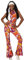 70er Jahre Damen Retro Jumpsuit mit Orchideen-Muster Disco-Queen Kostüm Overall Siebziger Schlager-Festival 70's, Größe:S