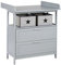 roba Wickelkommode Hamburg mit abnehmbarem Aufsatz - Wickeltisch mit 2 Schubladen + 2 Boxen + Wandbefestigung - Babykommode mit Wickelhöhe 92 cm - Holz grau