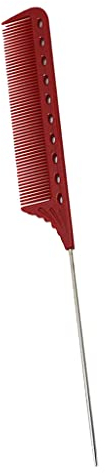 freneci Kamm mit langem Metall Griff, Styling Kamm Anti Statisch Hitzebeständiger Schwanz Kamm - Nadelstielkamm/Stielkamm - rot
