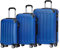 BEIBYE Hartschalen-Koffer Trolley Rollkoffer Reisekoffer Handgepäck 4 Rollen (M-L-XL-Set) (Blau, Set)