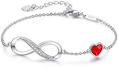 LOUISA SECRET Bracelet Femme Argent 925 Infini, Bracelet d'amour Réglable, Bijoux Femme Cadeaux Noël Anniversaire Fête des Mères Cadeau Maman Infinity Heart Bracelets Silver