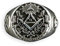Fly Style Siegelring aus 925er Sterling-Silber - Freimaurer, Ring Grösse:20.0 mm