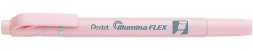 Pentel SLW11P-PE Illumina Flex Textmarker in Pastellfarben mit Doppelspitze zum Hervorheben, Unterstreichen, Markieren und Akzente setzen, schlanke Stiftform, rosa, 1 Stück