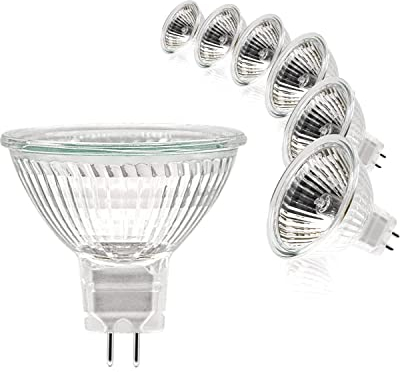 Simusi MR16 Halogen Bulbs, (6 Pack) 12V 35W Gu5.3 Halogen Light Bulbs Dimmable Glass Cover for Ceiling Light, 2 Pin Light Bulbs Halogen 2700K Warm White