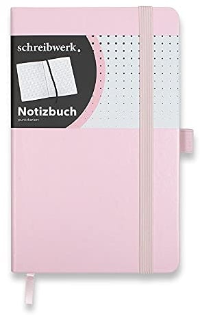 schreibwerk Notizbuch A5 dotted - 160 nummerierte Seiten - Hardcover rosa - Punktraster, Lesezeichen und Stiftschlaufe