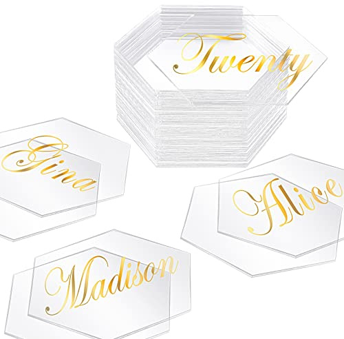Yalikop 80 Pcs Clear Acrylic Hexagon Place Cards 3.15x2.76 Inch Blank